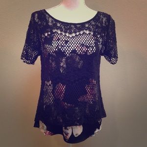 White House Black Market Black Lace Blouse